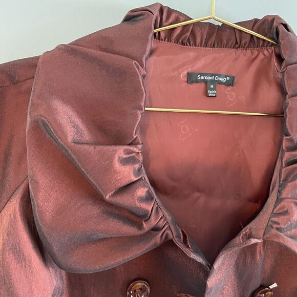 Samuel Dong Double Breasted Short Blazer || SZ M || Burgundy - Picture 4 of 14